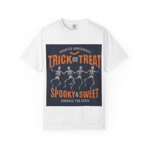 Halloween Skeleton T-Shirt, Trick or Treat Shirt, Spooky Fashion, Unisex Graphic Tee, October Festive Apparel, Halloween Gift