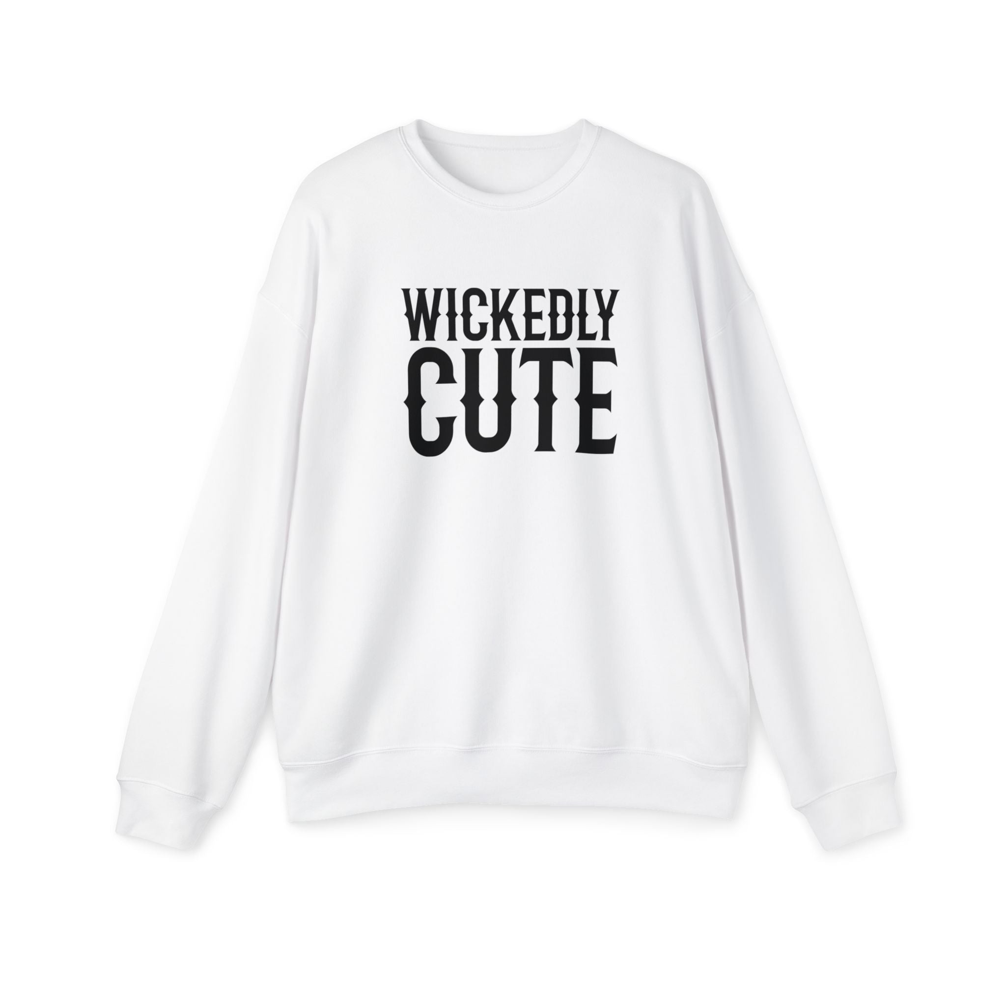 Wickedly Cute Unisex Drop Shoulder Sweatshirt, Cozy Graphic Sweatshirt, Casual Wear, Gift for Her, Trendy Apparel, Everyday Style