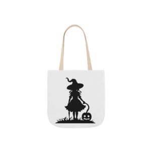 Halloween Witch Canvas Tote Bag, Spooky Treat Bag, Autumn Market Tote, Trick-or-Treat Bag, Gift for Witches, Seasonal Accessories