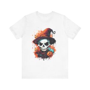Halloween Skull Graphic Tee, Unisex Short Sleeve T-Shirt, Spooky Apparel, Fall Fashion, Halloween Costume Tee