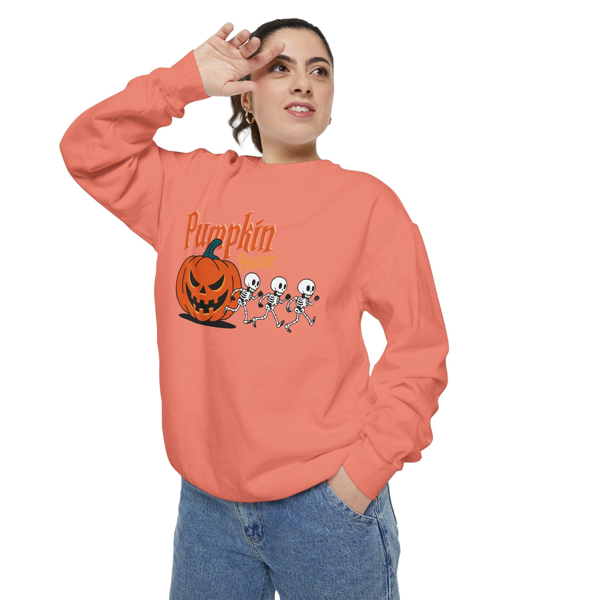 Pumpkin Skeleton Sweatshirt, Cozy Fall Apparel, Halloween Gift, Unisex Sweatshirt, Autumn Fashion