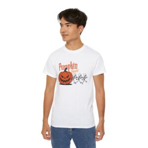 Halloween Skeleton Pumpkin Tee, Spooky Graphic Shirt, Unisex Fall Fashion, Halloween Costume Top, Fun October Apparel