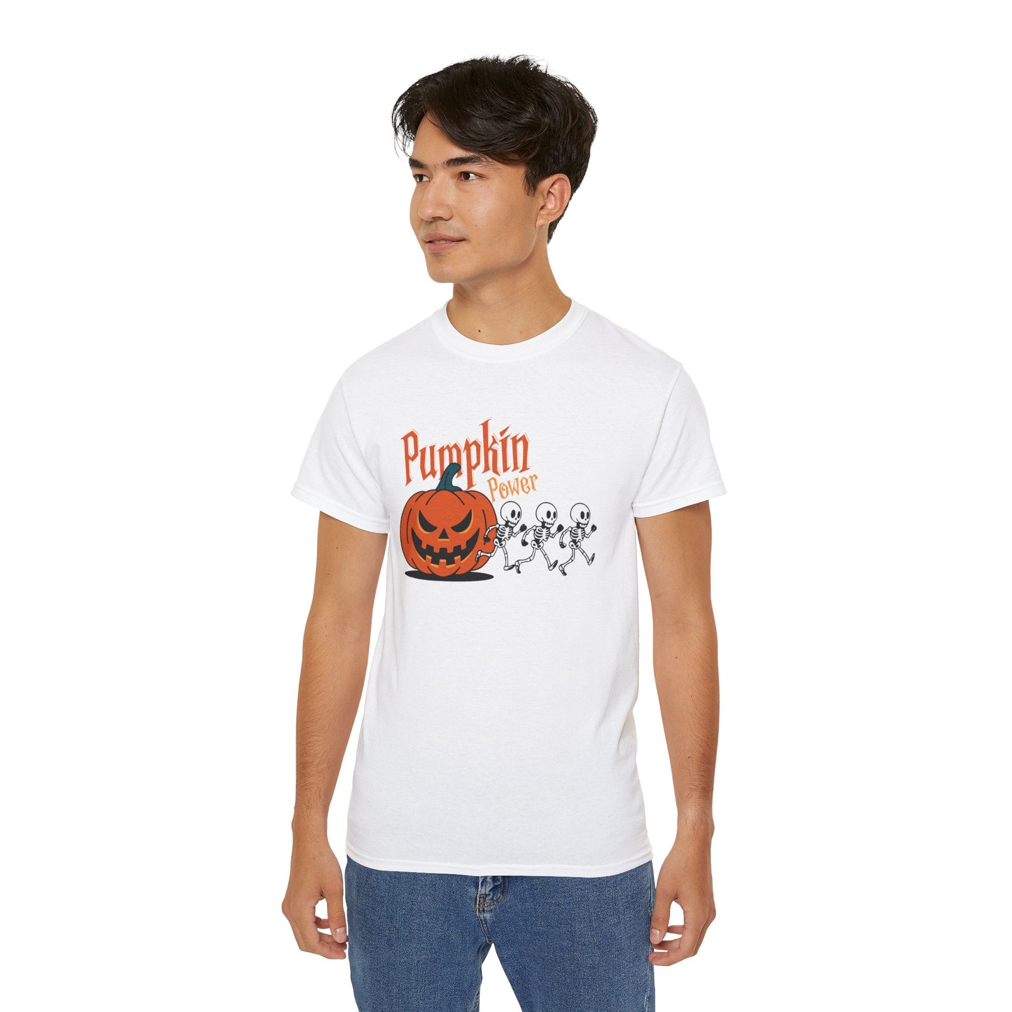 Halloween Skeleton Pumpkin Tee, Spooky Graphic Shirt, Unisex Fall Fashion, Halloween Costume Top, Fun October Apparel