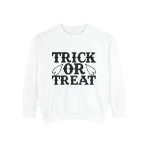 Halloween Trick or Treat Sweatshirt, Cozy Fall Sweatshirt, Unisex Halloween Apparel, Spooky Season Gift, Pumpkin Spice Fashion