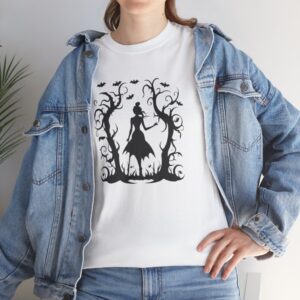 Whimsical Forest Silhouette Tee, Unisex Heavy Cotton T-Shirt, Fall Fashion, Halloween Shirt, Nature Lover Gift